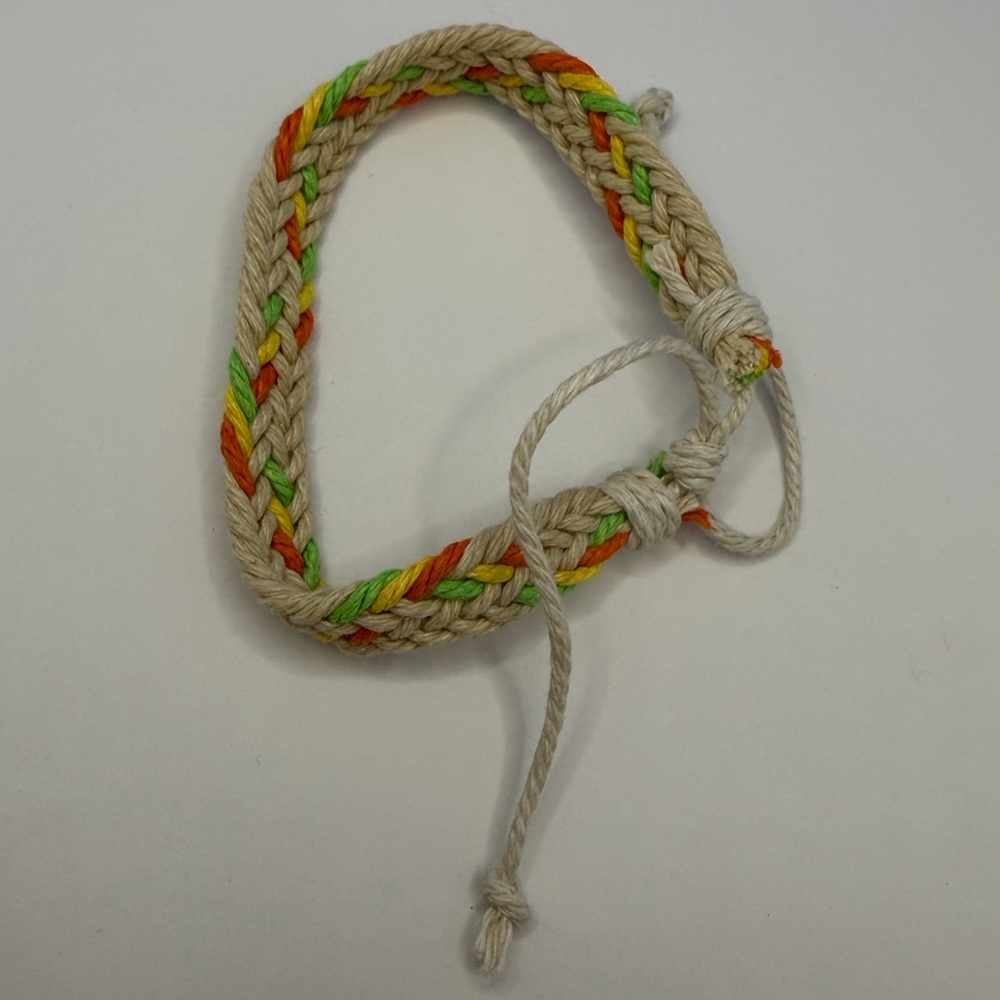 Handmade Braided Cotton Friendship Bracelet in Natural with Neon Accents - Picture 5 of 5